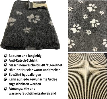 Килимок для собак Elropet Vetbed: преміум якість, 22 мм, для маленьких та великих собак. Деки для собак S/M/L (темно-сірий + сірий з лапкою)