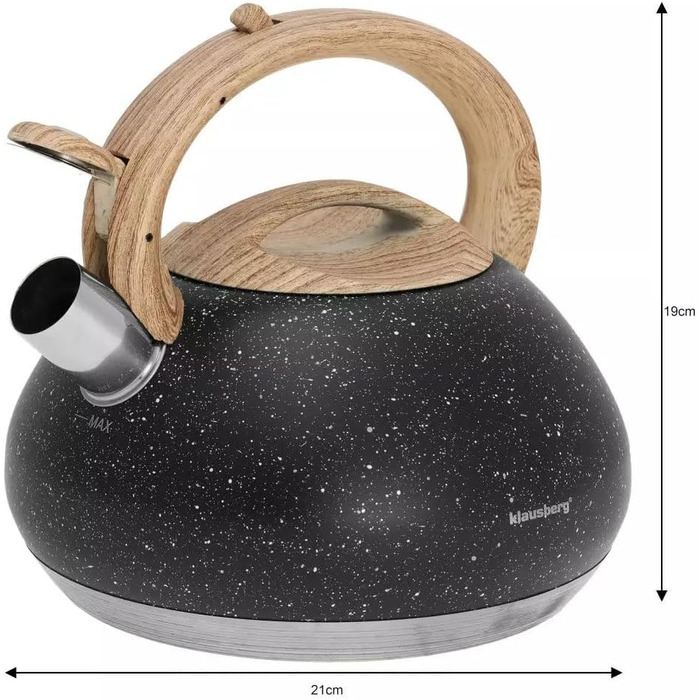 Клюсберг Квітковий чайник для плити 2.7л, чорний, 7-шарове дно, модель KB-7279