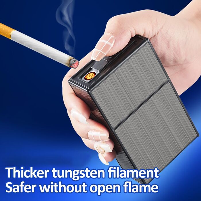 Алюмінієве екіпіровочне кейс для сигарет 2 в 1 з електронним запальничкою (20 шт.), елегантний дизайн