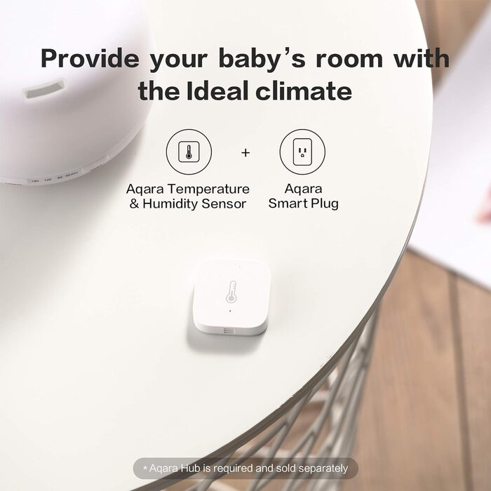 Aqara Temperature and Humidity Sensor 3-Pack, Requires Aqara Hub, Zigbee, for Remote Monitoring and Smart Home, Wireless Hygrometer-Thermometer, Compatible with Apple HomeKit, Alexa, IFTTT