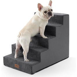 COZY KISS Dog Stairs for Small Dogs, Wide Steps Pet Stairs for Bed Couch Car, 60cm High High-Density Foam Cat Stairs with Removable Cover (7x0x60cm, ) (Dark Gray, 5, 75x50x60cm)