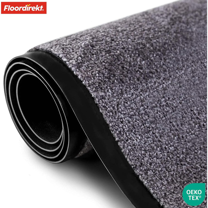 Килимок для підлоги Floordirekt Rhine - миючий, з високою зносостійкістю, антиковзаючий, для входу (сірий, 40 x 60 см)