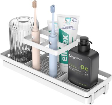 Bathroom Toothbrush Holder, 5 Slots, Carbon Steel, Toothbrush Holder, Electric Toothbrush & Toothpaste, Bathroom Countertop Accessory, Shower, Black