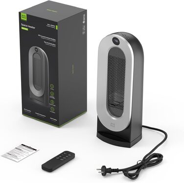 Керамічний обігрівач Minthouz 2000W з дистанційним керуванням, ECO-режимом, осциляцією 70°, таймером на 12г та захистом від перегріву, електричний обігрівач для приміщень