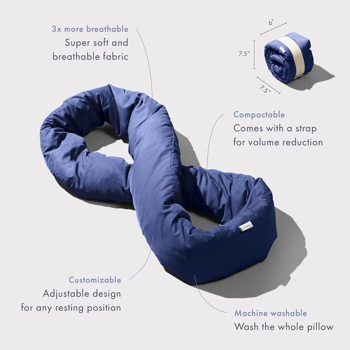 Huzi Design Infinity Pillow - Travel Pillow Neck Pillow Ideal for Travel Office Design Soft Neck Support Pillow (Navy Blue)