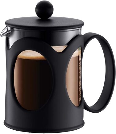 Bodum Kenya: Френч-прес для кави, 500 мл, 4 чашки, з боросилікатного скла та нержавіючої сталі, миється в посудомийній машині, Made in Portugal, чорний