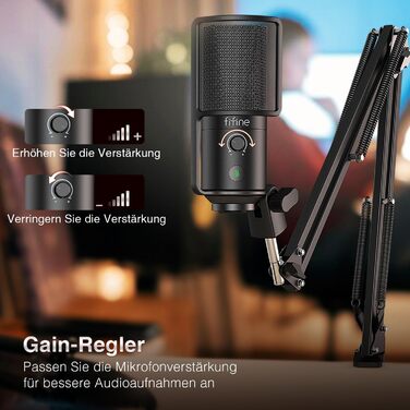 Мікрофон FIFINE T669PRO1: Комплект з кріпленням на штатив, для запису вокалу, подкастів та стрімінгу