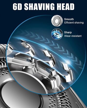 Електричний гоління для чоловіків Glatzen, водонепроникний IPX6, 6D гнучкий гоління, 5 ротаційних голівки, 120 хвилин роботи від акумулятора