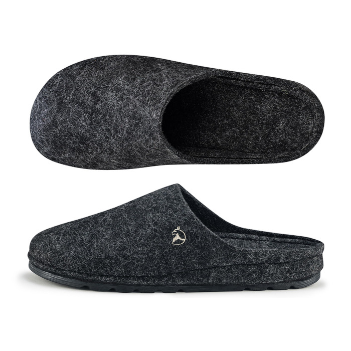 Чоловічі фетрові тапочки ESTRO - теплі зимові халапи з гумовою підошвою (45 EU, чорний)