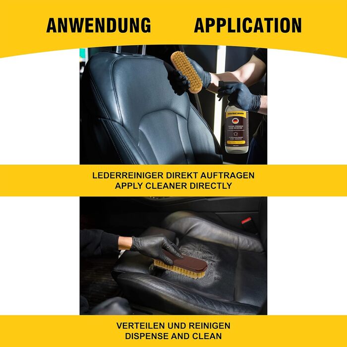 Macari Leather Care 500ml Balsam + 500ml Cleaner + 2 Sponges + Leather Brush Premium Leather Cleaner Set Beeswax for Leather Couch, Car, Furniture, Jacket, Clothing, Sofa, Handbag, Shoes, Saddle Leather Fat (500ml Leather Cleaner)