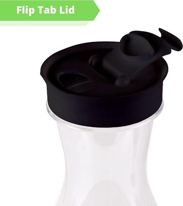 Party Bargains Plastic Carafe with Lid, Transparent, 2 Pack, Black Flip-Top Lid, Premium Quality and Robust Plastic Jug for Iced Tea, Powdered Juice, Cold Drinks, Mimosa Bar, 1.5 L
