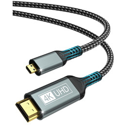 Кабель Micro HDMI - HDMI 2M, 4K@60Hz, підходить для Raspberry Pi, GoPro, камер, TV, моніторів, ноутбуків