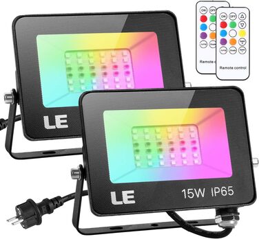 LED прожектор Lepro 50 Вт RGB з RF-пультом, набір 2 шт, водонепроникний IP65, з функцією пам’яті, диміруванням, кольорова зовнішня лампа для саду, вечірок, готелів
