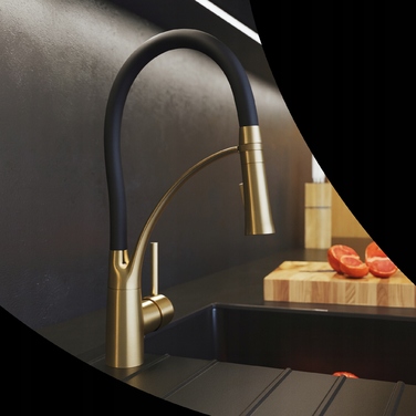 Кухонний змішувач NEXO з гнучким виливом, колір BRUSHED GOLD (матове золото), стілевий