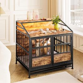 Клітка для собак з полицею та столиком, міцна, для середніх собак, чорна, 80x50x76 см