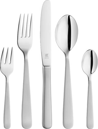 ZWILLING Trend Cutlery Set, 30-Piece, for 6 People, 18/10 Stainless Steel/Premium Blade Steel, Polished/Brushed, Silver, Plastic-Free, 30-Piece
