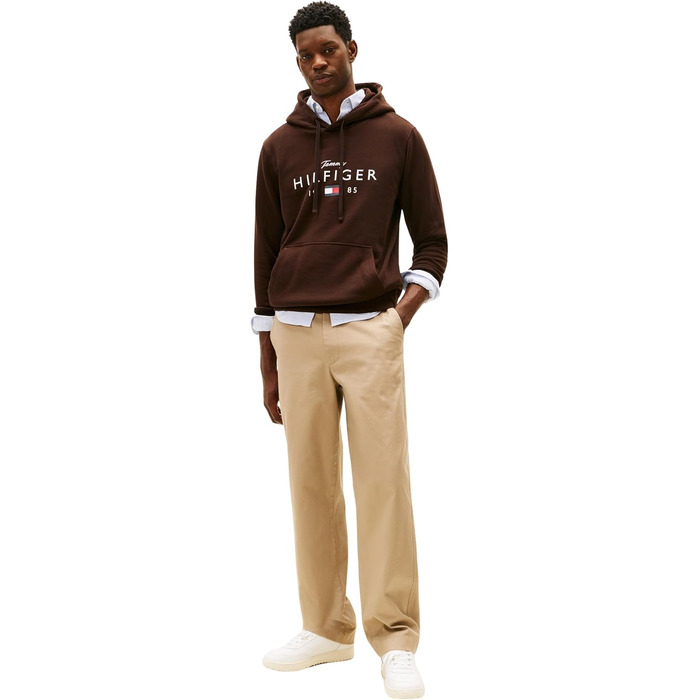 Чоловічий худі Tommy Hilfiger Brand Love Big Hilfiger з капюшоном, коричневий (Chocolate), розмір M