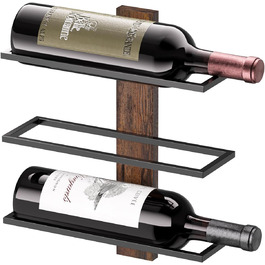 Настінна полиця для вина B4Life на 3 пляшки - чорний колір, 42.5 x 25.2 x 19.1 см