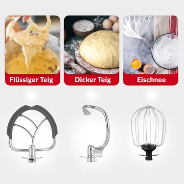 Кухонна машина LEHMANN 1500W з набором аксесуарів, планетарний міксер з чашею 5л, 12 швидкостей, захист від перегріву, червоний