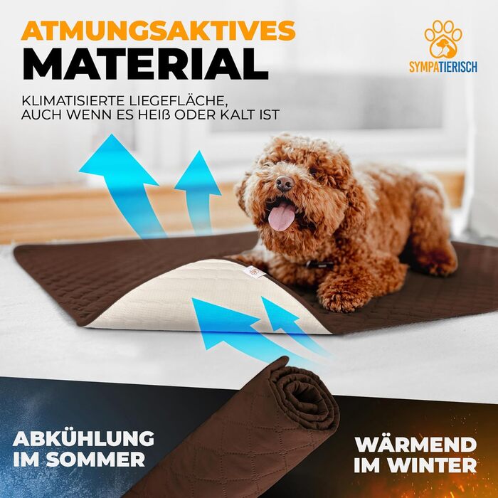 Водонепроникний коврик для собак SympaTierisch: захист дивану та ліжка, 150 x 130 см, коричневий