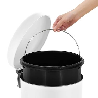 Відро для сміття Ribelli 30L з нержавіючої сталі з педаллю, внутрішнім відром, м'яким закриттям, сортування сміття, кругле (біле)