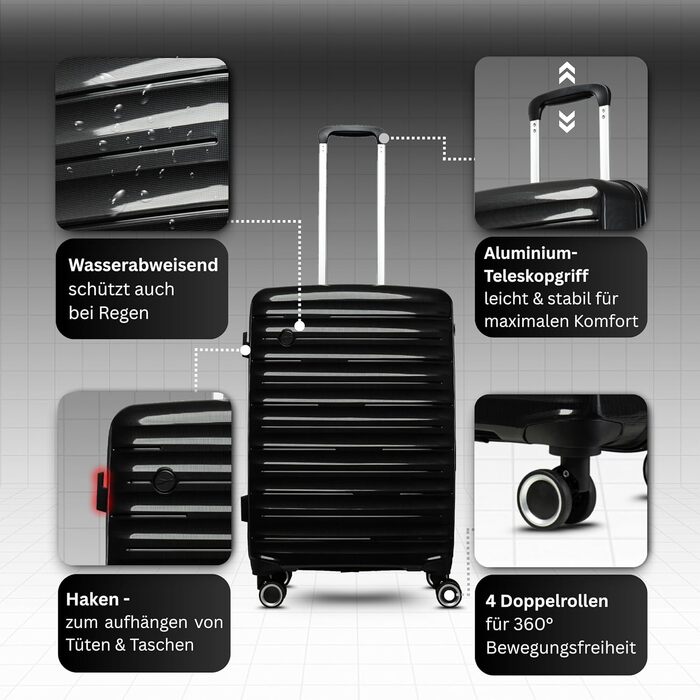 Чорний валіза-тролі 100 літрів з TSA замком - міцний хардкор корпус