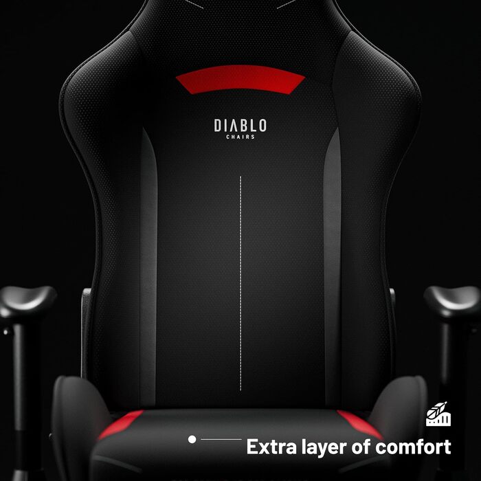 Ігрове крісло Diablo X-Starter тканинне, ергономічне, регульовані підлокітники, механізм гойдання, для комп'ютера і офісу, до 136 кг, чорне, 132x68x49,5 см