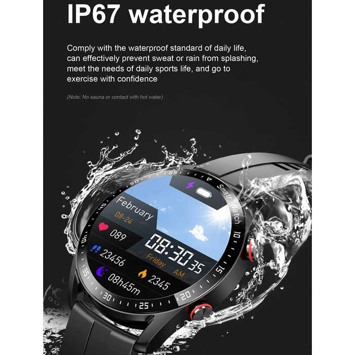 Смарт-годинник DomoGardeno для чоловіків з ремінцем + навушники, чорний