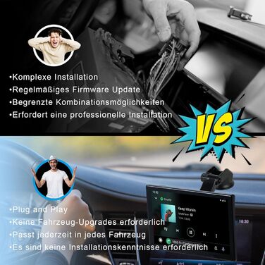 Plimpton 9-дюймовий автомобільний дисплей із бездротовим CarPlay та Android Auto, IPS сенсорний екран, цифровий медіаресивер, Mirror Link, навігація, Bluetooth, AUX
