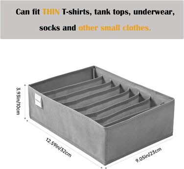 Coorganisers 4-Pack T-Shirt Drawer Organizers for Clothes, 8 Compartments, Storage Box, Closet, Clothing, Organizer, Leggings, Silk Scarves