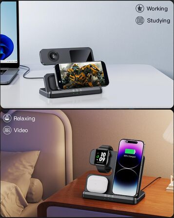 Бездротовий зарядний пристрій 3-в-1 JARGOU для Apple Watch, iPhone та AirPods Pro (чорний)