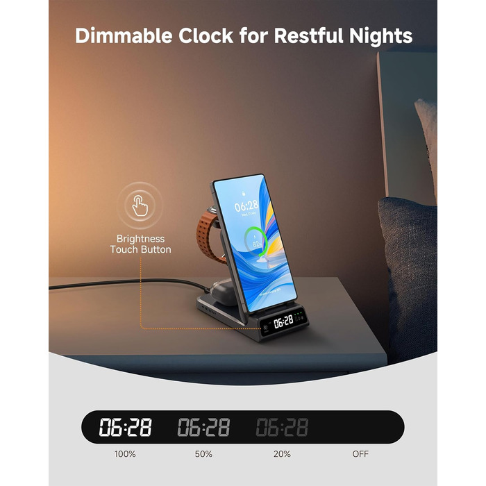 Бездротова зарядка SwanScout 703S 3-в-1 для Samsung Galaxy S25/S24/Fold 7, Watch 8/8 Classic/Ultra та Buds (Технічний сірий)