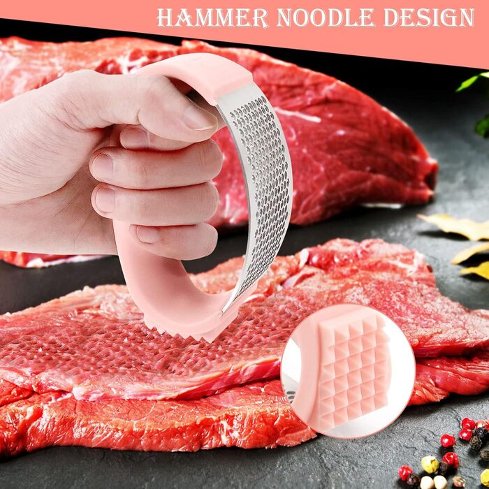 Пресс для часнику та імбиру з важелем, набір з очищувачем для апельсинів, рожевий, нержавіюча сталь