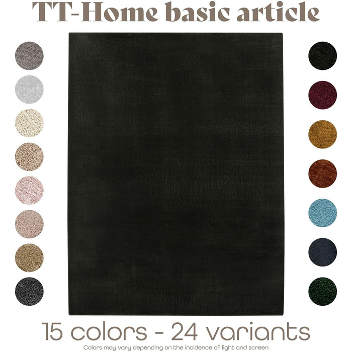 Килимок для вітальні TT Home з коротким ворсом, чорного кольору, 120 см (круглий), антиковзаюча підкладка, сучасний, можна прати