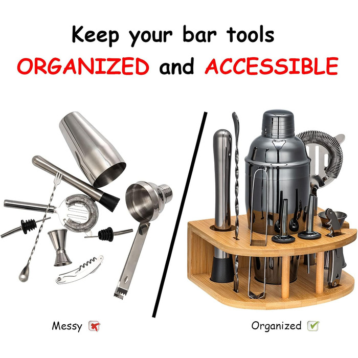 Набір бармена Schwarz (Чорний) зі стійкою для коктейлів - професійний шейкер для приготування напоїв