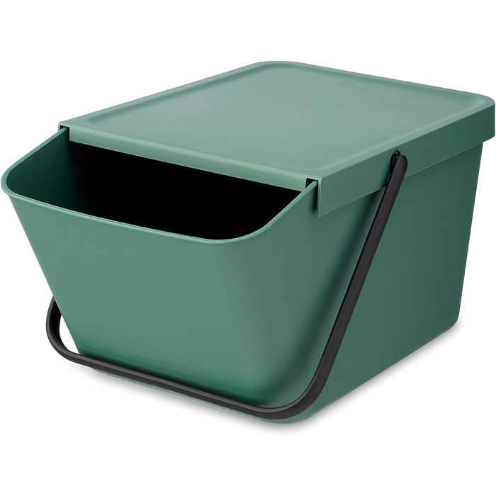 Сміттєвий кошик з кришкою Brabantia Sort & Go 16-20 л, для сортування відходів та тари, світло-зелений (Fir Green)