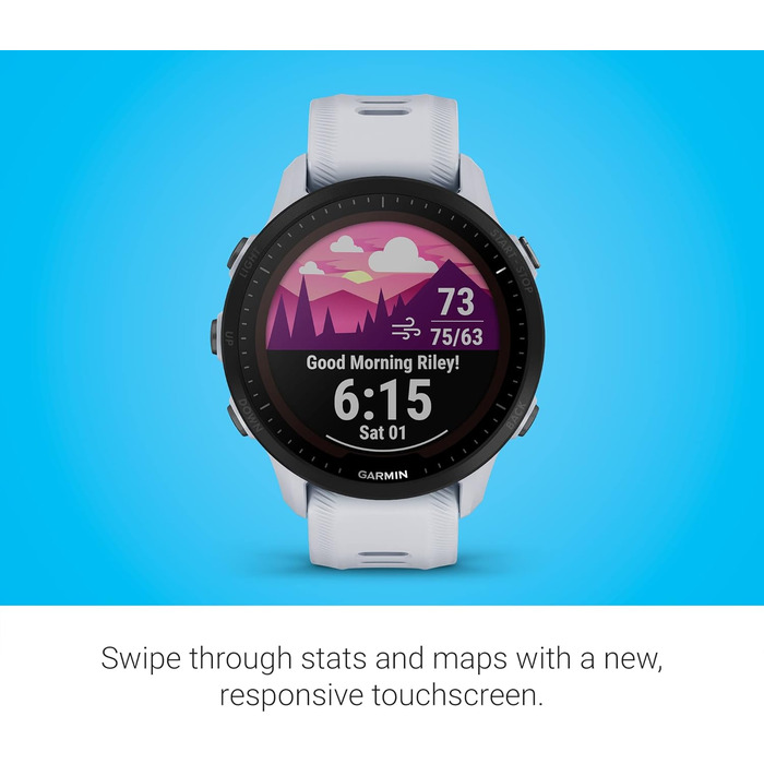 Garmin Forerunner 955 - GPS-годинник для триатлонів, бігу, з сонячною батареєю, білий