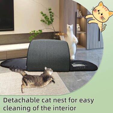 Кігтеточка-будиночок для котів з плюшем, 50x42x42 см, темно-сірий