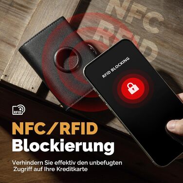 Чоловічий тонкий гаманець Portmonee з захистом RFID, Smart гаманець для карт та грошей, компактний Air Tag гаманець для 12 карт та 2 посвідчення, гаманець з висувним механізмом та відділенням для монет (A001 - Чорний)