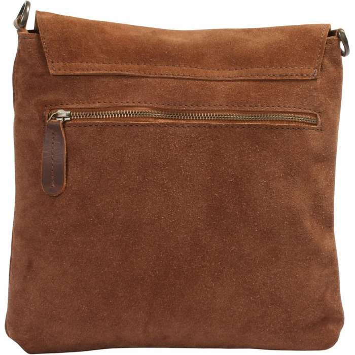 Сумка жіноча LE CONI крос-боді з натуральної замші (коричнева) 29x29x6 см - оригінальна німецька якість