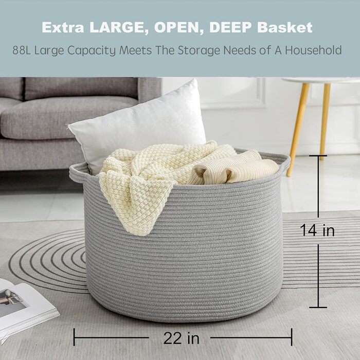 Великий рожевий плетений кошик для зберігання MEGASKET 55,9x55,9x35,6 см, для іграшок та пледів, органайзер для вітальні
