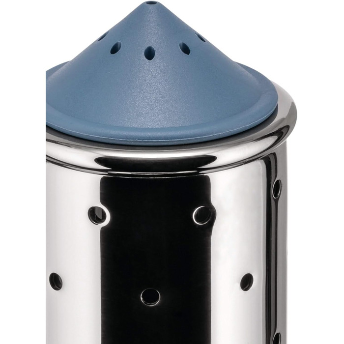 Alessi Salt Shaker, Blue, Stainless Steel, 6.5 x 7 x 24 cm