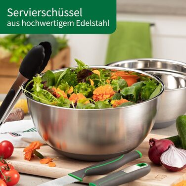 Нержавіюча чаша Chefkoch від Fackelmann Bonn з антиковзним силіконовим дном – 1,25л, Ø 17,7 x 8 см, для салатів, тіста та іншого, високоякісна, придатна для миття в посудомийній машині