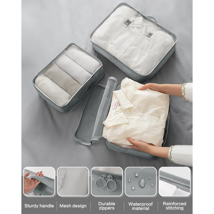 Набір органайзерів для валізи 18 шт, водонепроникні Packing Cubes, сірий - багатофункціональні тревел-органайзери для подорожей з чохлами для одягу