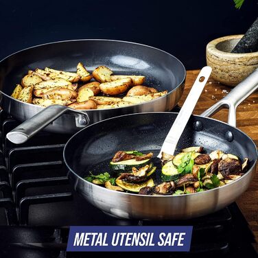 Набір посуду Blue Diamond Cookware 6-ти частинний: сковороди та каструлі з антипригарним покриттям, нержавіюча сталь, індукція, безпечний для здоров'я