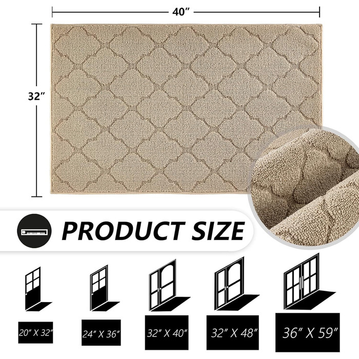 Килимок для дому 81x121 см Schneeflocke-Beige, антиковзний, поглинає бруд та сніг, бежевий