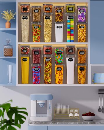 Набори контейнерів для зберігання продуктів з кришкою, 24 шт. Герметичні контейнери для меду, цукру, круп. З ручкою та етикетками