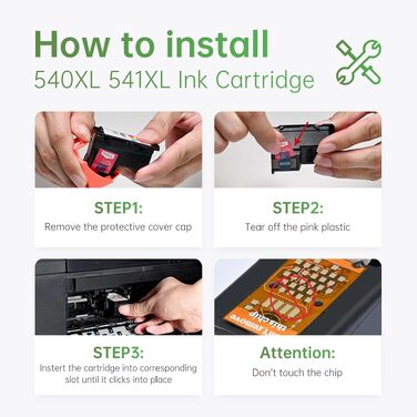 Комплект картриджів Lemero 540XL та 541XL для принтерів Canon Pixma MG3650, MG3150, MG3250, MG3550, TS5150, TS5151 (чорний та кольоровий, 2 шт.)