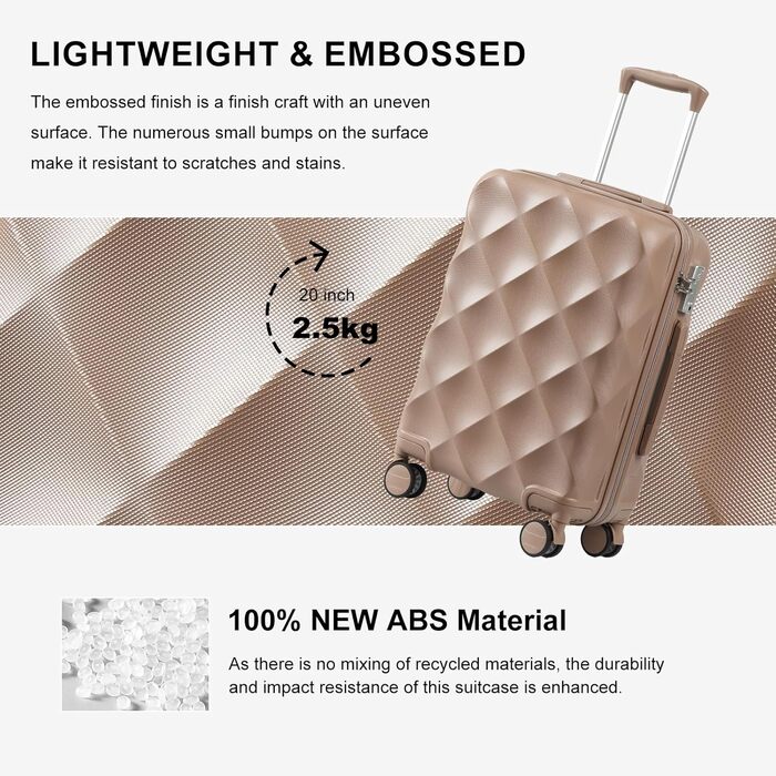 Набір валіз Sea Choice 5шт. з жорстким корпусом, 4 колеса, TSA-замок, M-L-XL (55/65/76см), Khaki