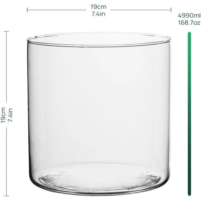 TREND Home Deko-Glass Containers 19 cm Cylinder Vase Flower Vase Candle Holder Stump Candles Candle Holders Glass Vase Floor Vase Large Decoration Wedding Transparent | Ø 19 cm | 4848 ml | Naida
